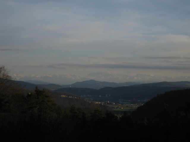 Blick in Richtung Baden mit Alpen im Hintergrund (Januar 2011)