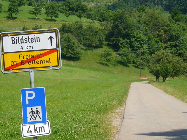 Bildsteinstraße nach dem Abzweig im Brettental.