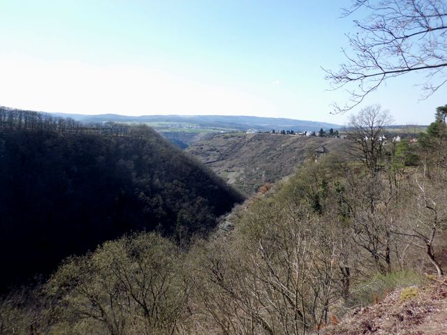 Blick ins Forstbachtal und auf die Hochflächen des Hunsrücks im Hintergrund