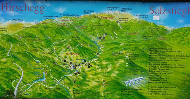 Panoramakarte am Hirschegger Sattel.
