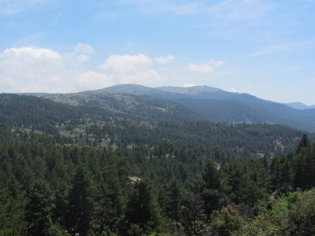 Blick zu den Gipfellagen der Sierra de Javalambre. Die Skistation ist schon zu erkennen.