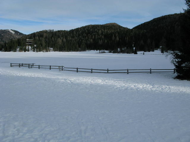 Der Prebersee. Eine Schnee- und Eiswüste im Winter.