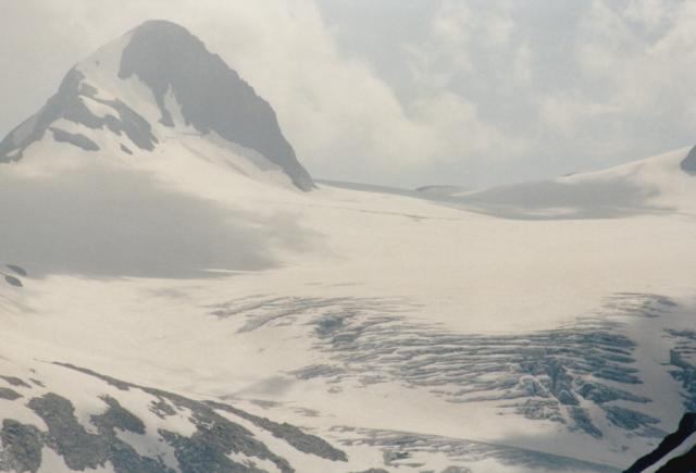 Vom Nufenenpass sieht man das ewige Eis rund um das Blinnenhorn.Tag 6 Sommertour 2001