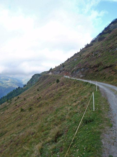 die Schotterstrecke auf der Rueckfahrt von der Alpe Piontino.
