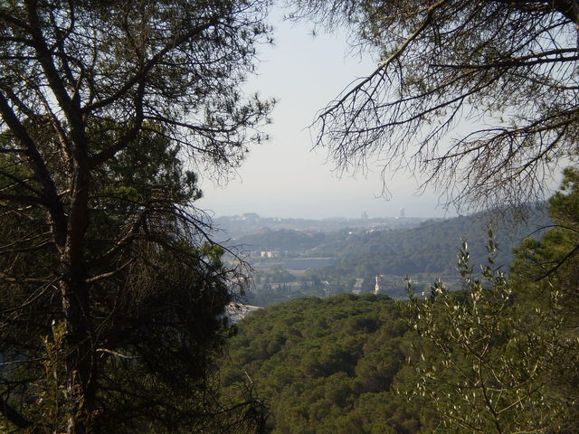 Blick von der Straße zur Collada de Parpers auf das Tal der Riera d'Argentona.