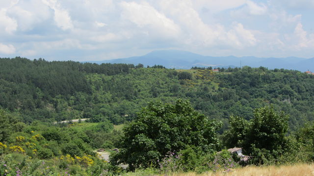 Ostanfahrt: Der Berg im Hintergrund könnte der Monte Fumaiolo sein.