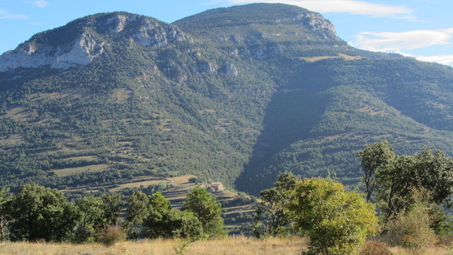 Südanfahrt: Das ist glaube ich der Puig Sobirà mit dem Weiler el Soler.
