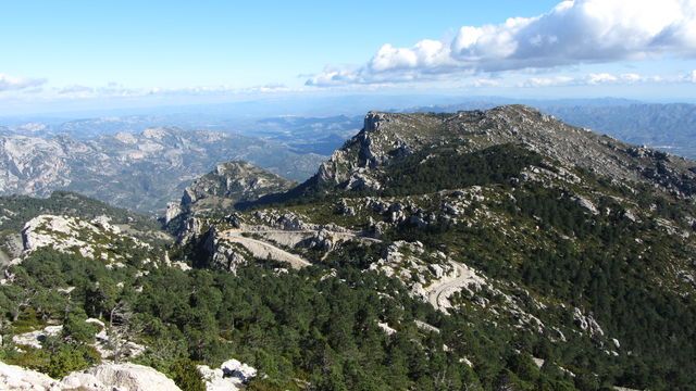 Blick auf den Coll del Vicari und den La Barcina darüber.