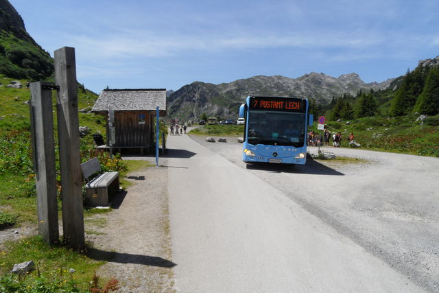 Wendeschleife des Buspendelverkehrs zwischen Lech und der Formarinalpe