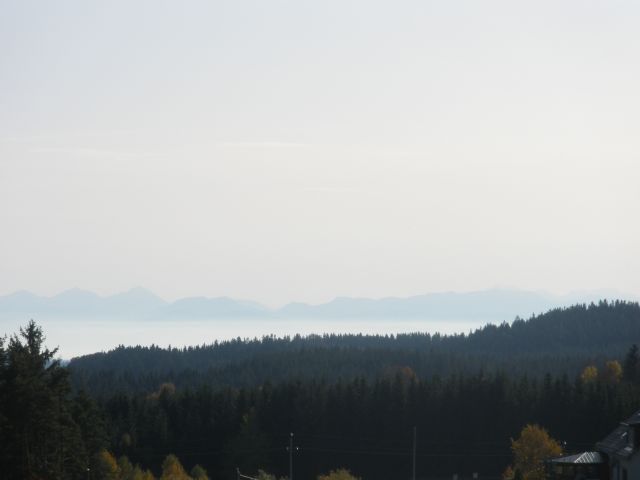 Die Alpen ragen über dem Nebelmeer auf.