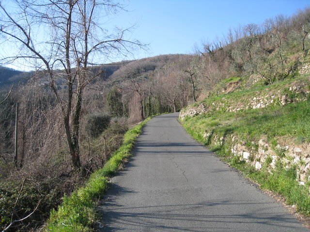 Hoch zum Passo della Camilla, in umgekehrter Richtung als am Vortag.
(März 2009)