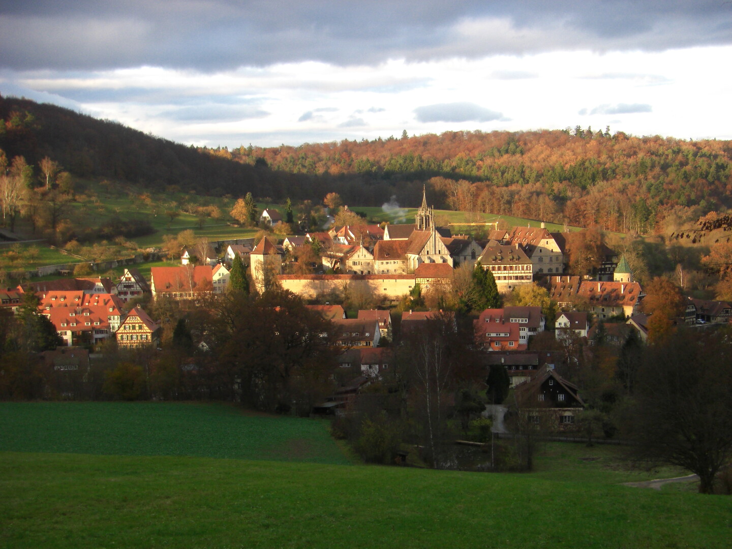 Dazwischen bietet sich nochmal ein schöner ausblick auf Bebenhausen mit dem Kloster.