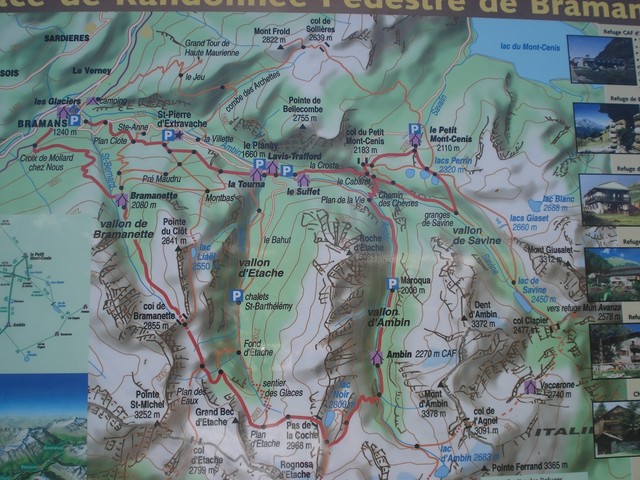 Karte am Refuge du Mont Cenis.