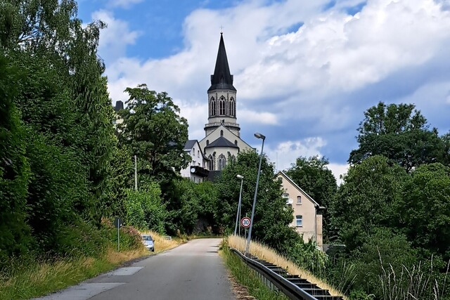 Auffahrt zur Stadtkirche von Johanngeorgenstadt