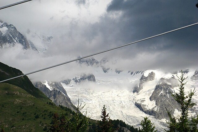 SW-Auffahrt: Nochmal großer Gletscherblick im kurzen Sichtfenster